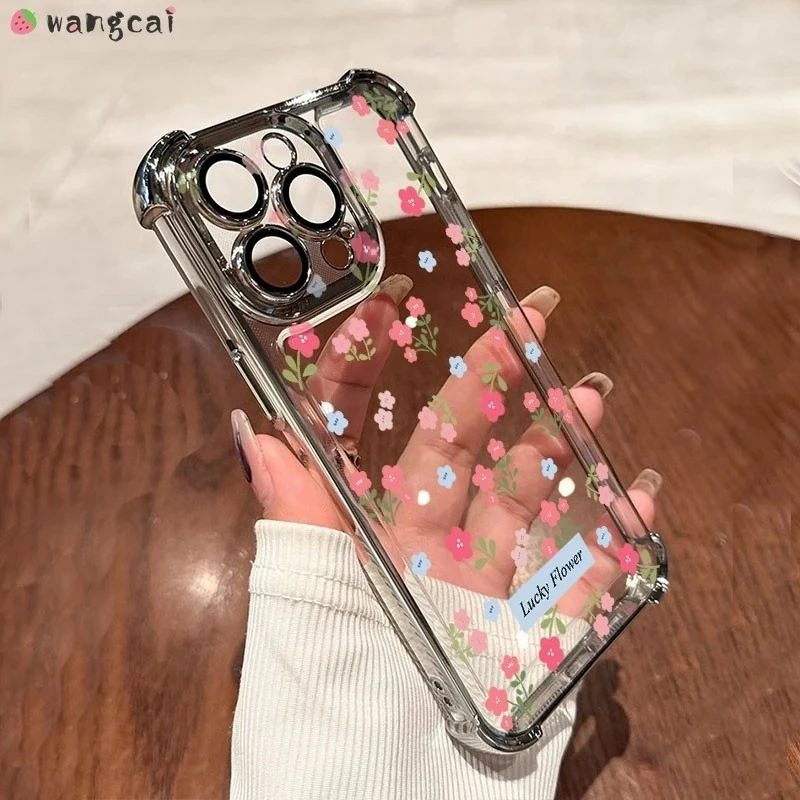 Luxury Clear Floral Phone Case - Cute Plating Design, Soft Protective Cover