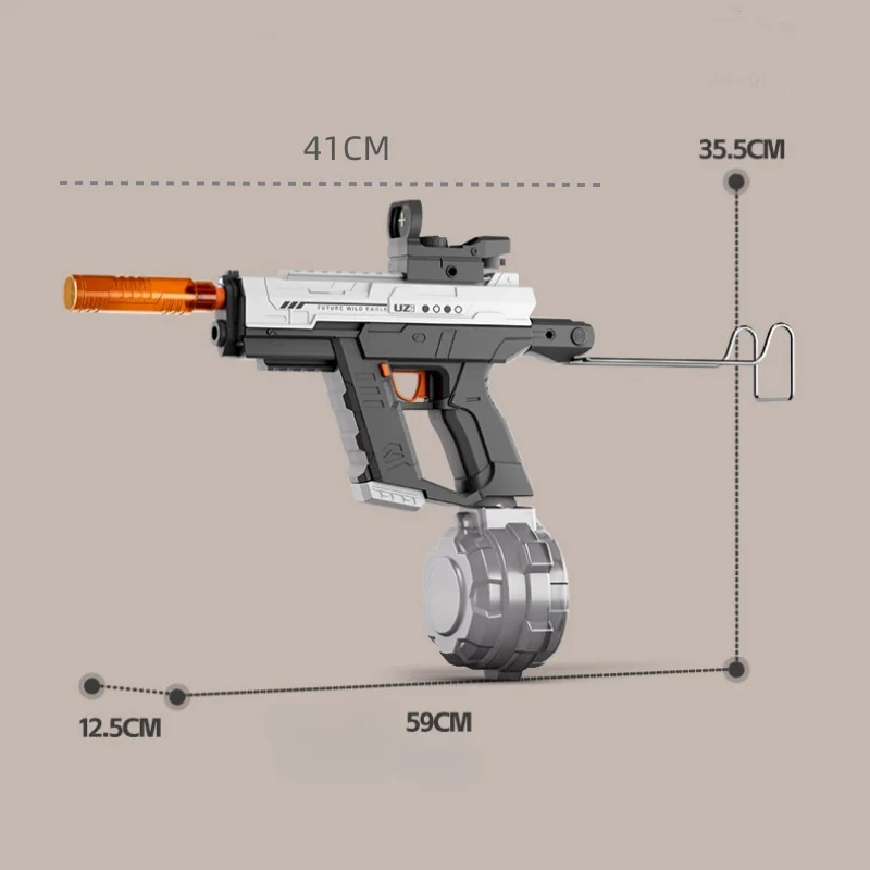UZI Electric Water Gun Toys with Light USB Charging Automatic Water Absorption for Swimming Pool Play Games Children's Toy Guns 6
