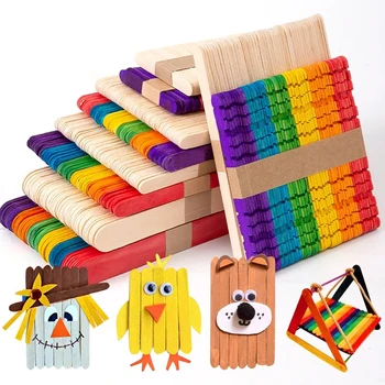 50Pcs Wooden Chips / Craft Sticks – Natural DIY Craft Supplies for Kids & Adults 1