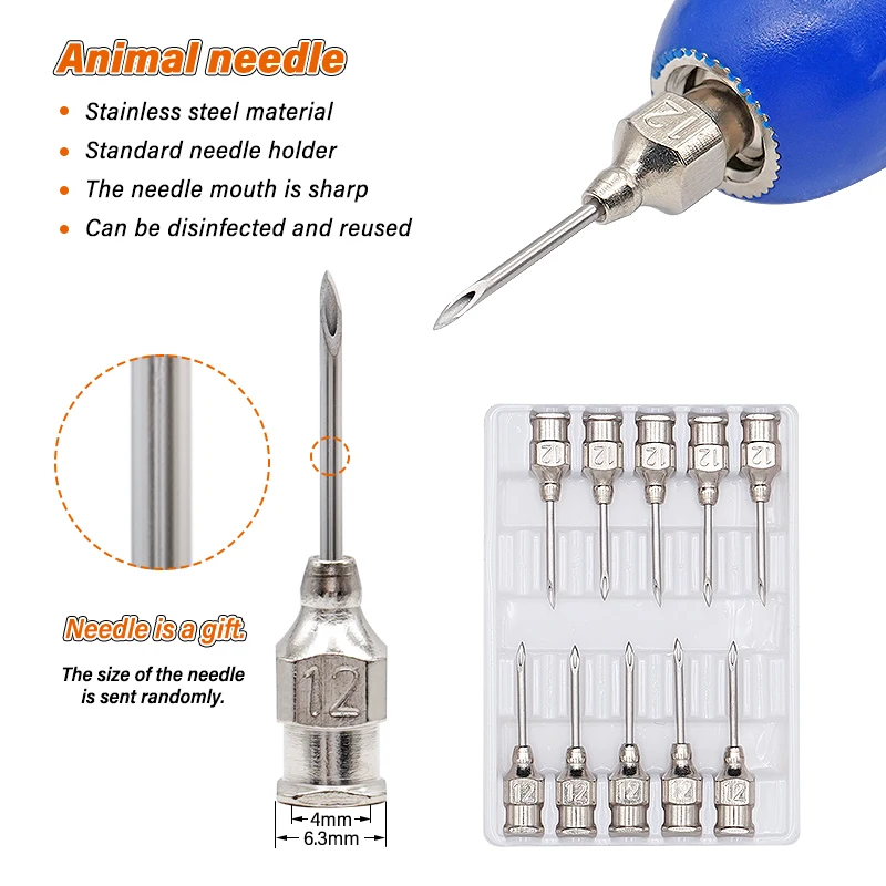 Farm Animals multifunctional Injection Needle Stainless Steel Dispensing Needle Syringe Poultry Small Veterinary Supplies 10Pcs reusable syringe disposable syringe animal injection needle surgical suture needle