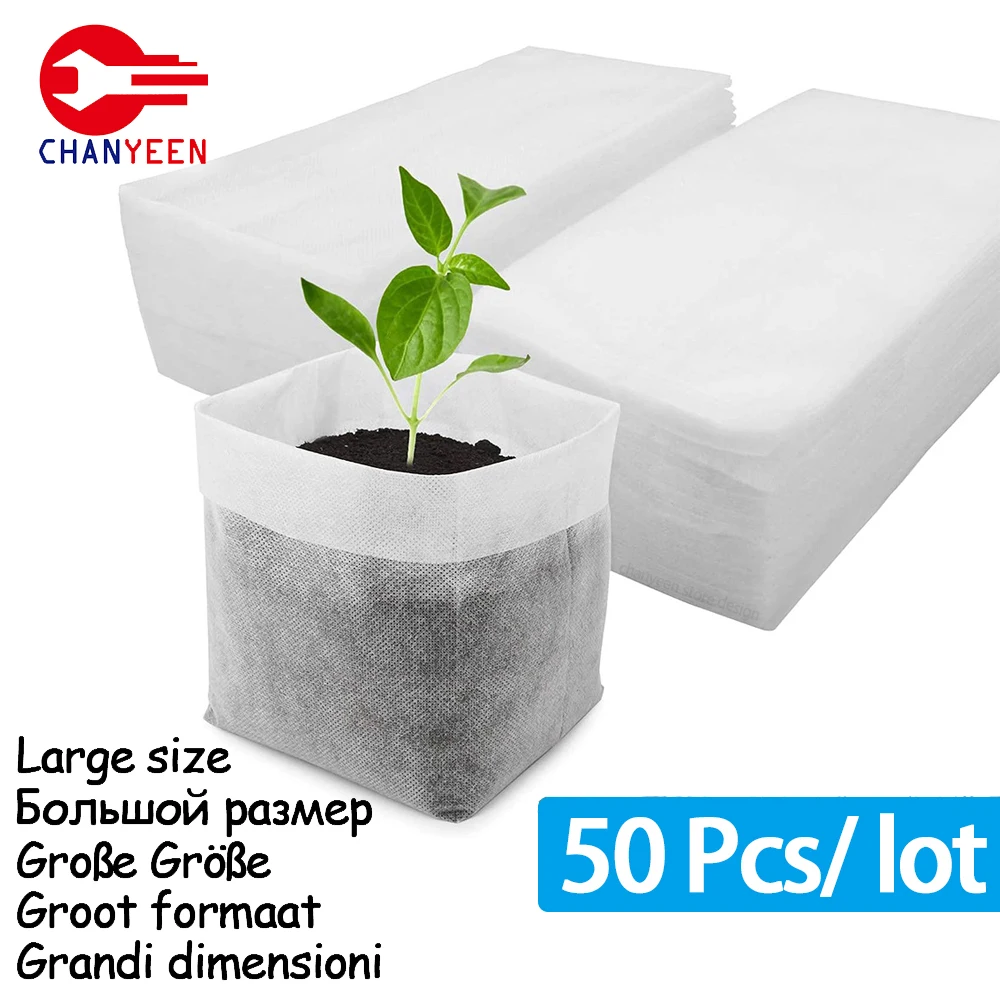 Fruit Grow Bags Planting Bags Plant Grow Bags Potato Grow Bags Felt Grow Bags Mushroom Grow Bags Herbal Grow Bags Large Size Non-woven Biodegradable Plant Grow Bags Nursery Bags Fabric Flower Pots for Seeds Home Garden Accessories Tools 50Pcs