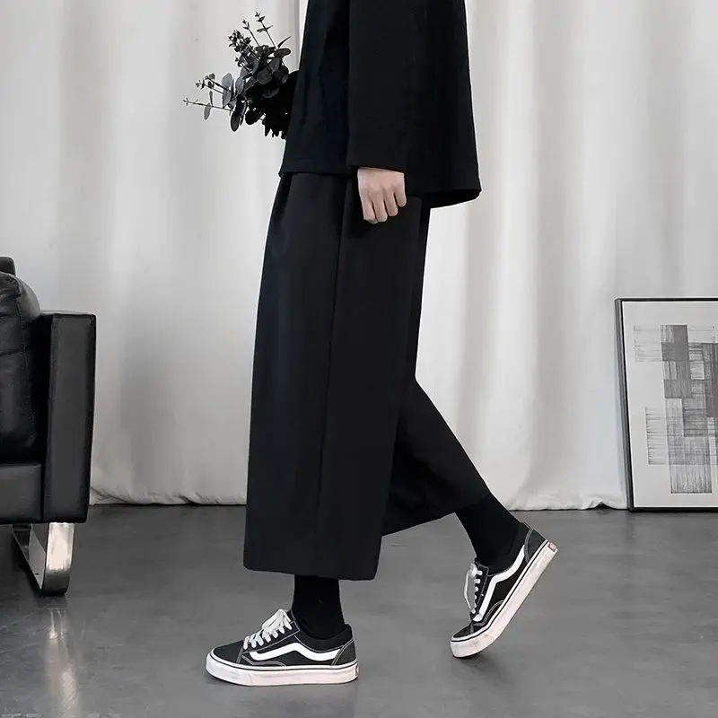 2024 Spring Summer New Fashion High Waist Men's Clothing Loose Straight Tube Casual Versatile Ice Silk Korean Style Casual Pants