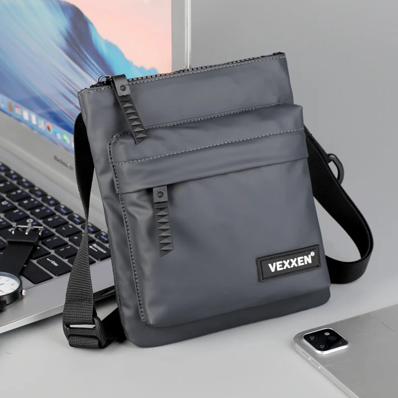 Borse a tracolla a tracolla per uomo Borsa a tracolla con cerniera in pelle PU casual Borsa per telefono mini a tracolla semplice Borsa a tracolla laterale maschile - immagine 2