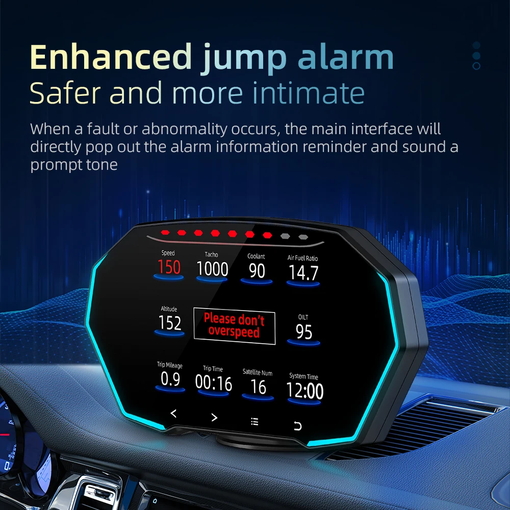 Hud Head Up Display OBD2 Digital Auto New GPS Speedometer Slope Meter  Tachometer Water Temp Alarm Electronic Part Car Assecories - AliExpress
