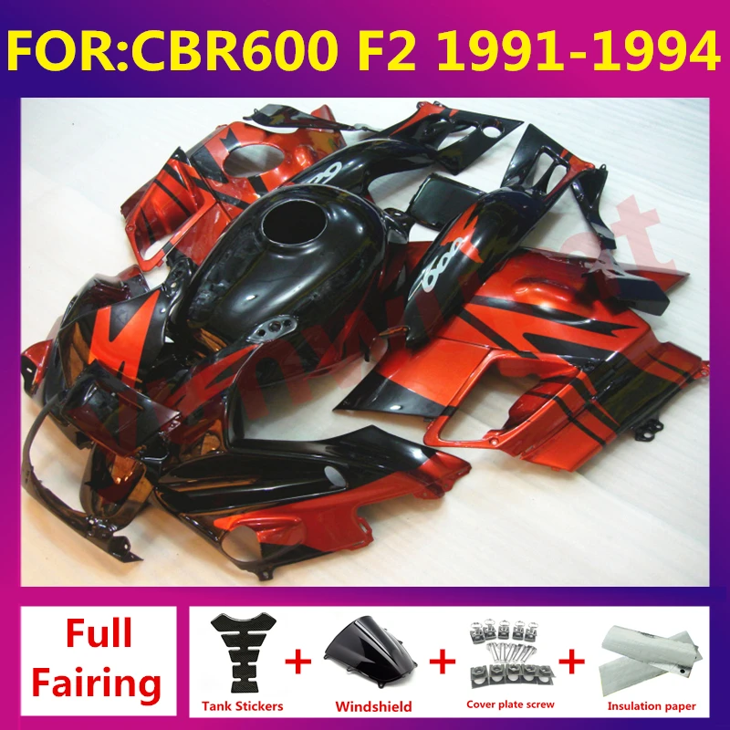 

For CBR600 CBR 600 F2 1991 1992 1993 1994 CBR600RR Motorcycle Fairing Kit ABS Bodykits Accessories Fairings fit set orange black