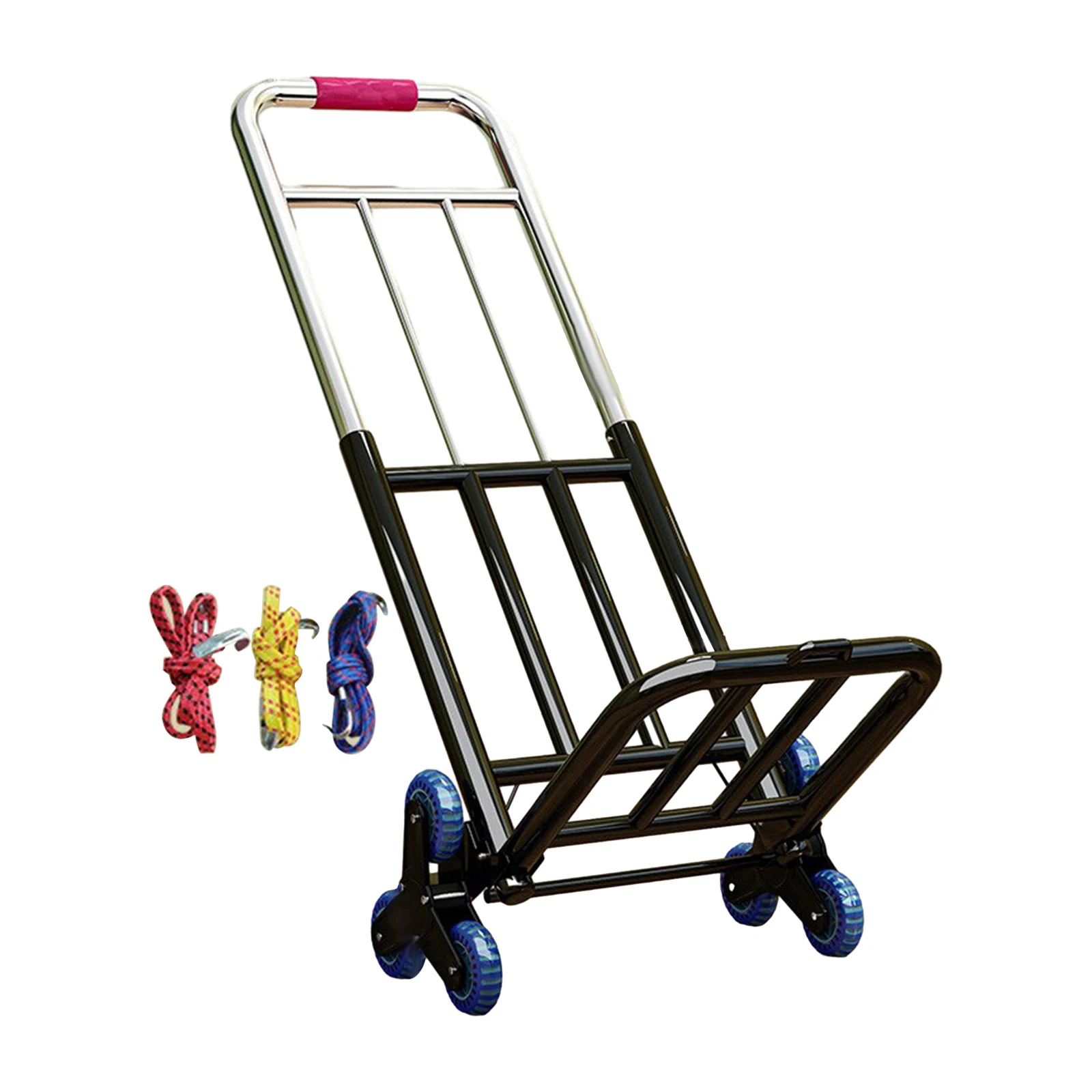 Portable adjustable foldable hand trolley cart adjustable handle stair climbing cart for household transport trailer