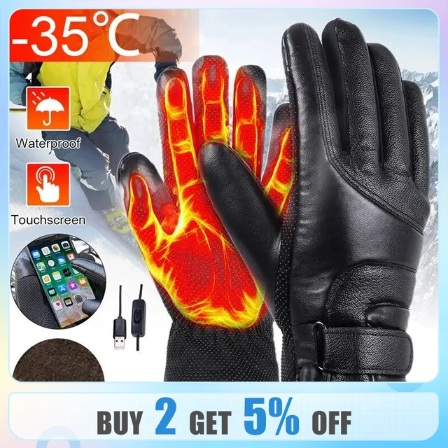 Guantes calefactables con USB para hombre y mujer, manoplas cálidas a  prueba de viento para ciclismo, esquí, Invierno - AliExpress