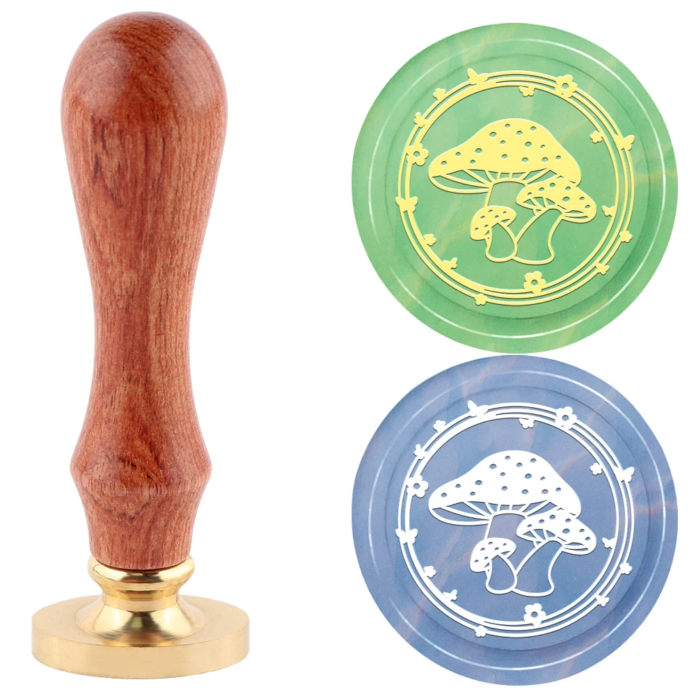 

Mushroom Wax Seal Stamp 1 Removable Copper Head and 1 Wooden Handle Diy Craft Supplies Scrapbooking Wedding Invitation