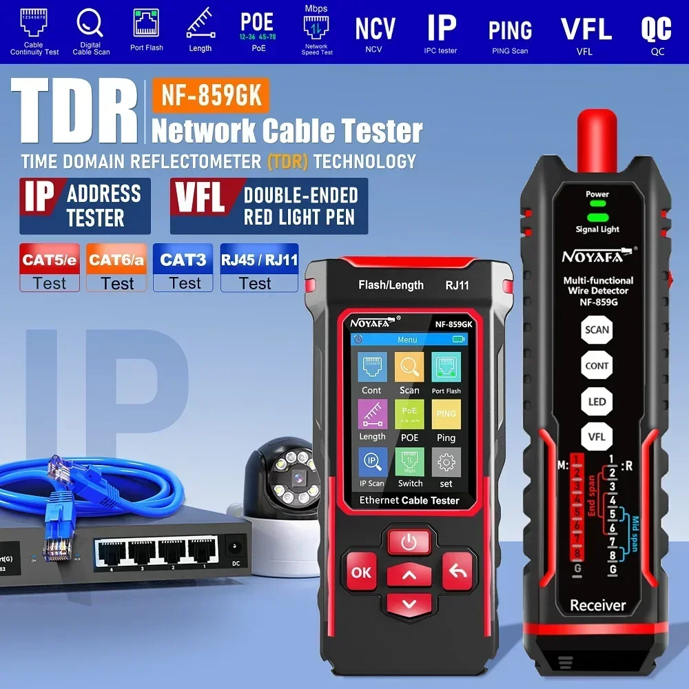 Network Tester NF-859GK Circuit Breaker Finders IP Scanning PING Line Finder Red Light Single Head Crimping Length Breakpoint
