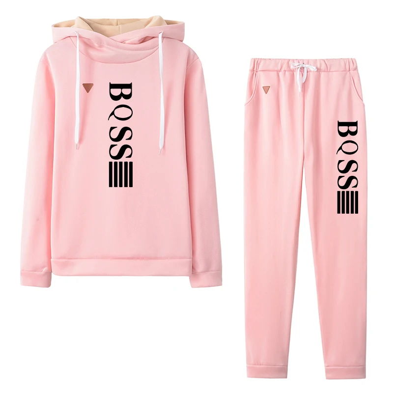 طقم بدلة رياضية من قطعتين للنساء كاجوال مريح موضة...