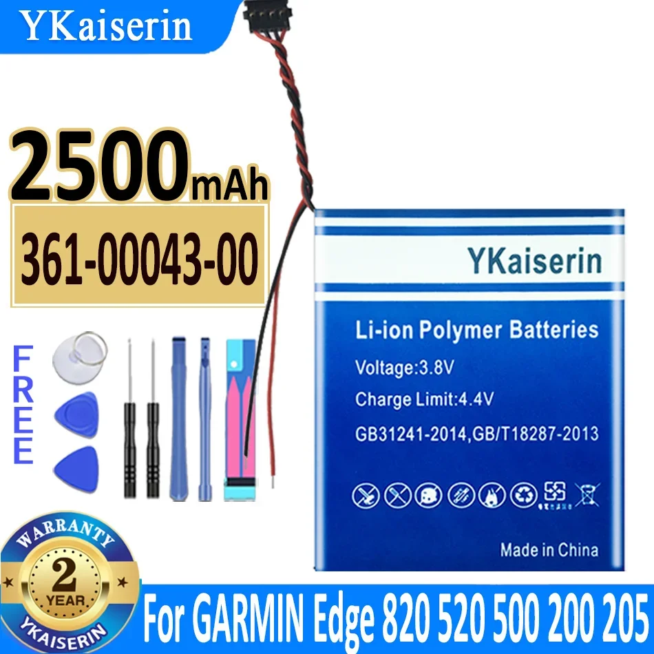 Batteria Ykaiserin 2500Mah 361-00043-00 Per Garmin Edge 820 500 200 205 520 Plus 520 Plus Computer Da Ciclismo Gps Bateria