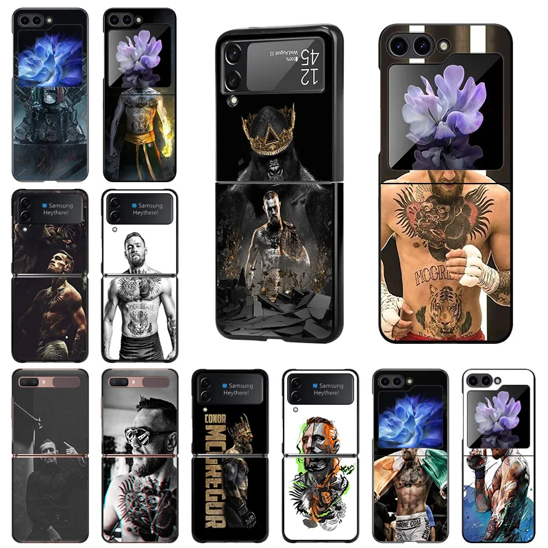 Custodie Per Cellulari Per Samsung Galaxy Zflip Z Flip3 Flip4 Flip5 5G Conor Mcgregor Fashion Cover Rigida Anti-Goccia Nera