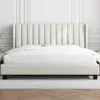 King Bed Frame Upholstered Platform Bed with Fabric Headboard, Wing Edge Design/Non-Slip and Noise-Free/No Box Spring Needed 1