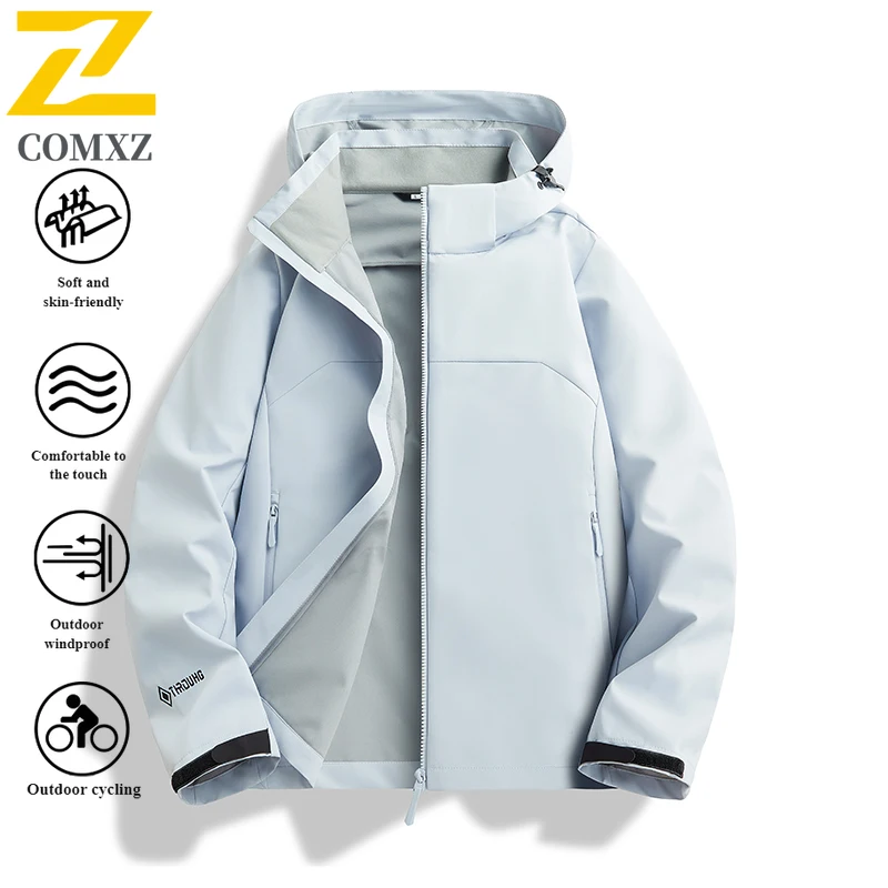 EiAO Windbreaker Men's  Stretch  Autumn Waterproof Hooded Outdoor Jacket for Hiking Casual Mountaineering camping fishing Sports