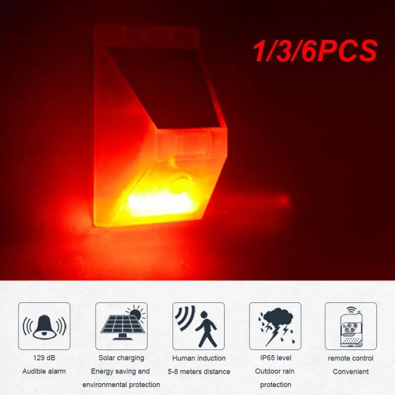 

1/3/6PCS Remote Control Alarm Warning Lights Solar Motion Sensor Warning Security Light Outdoor Wall Light Waterproof Lamp for