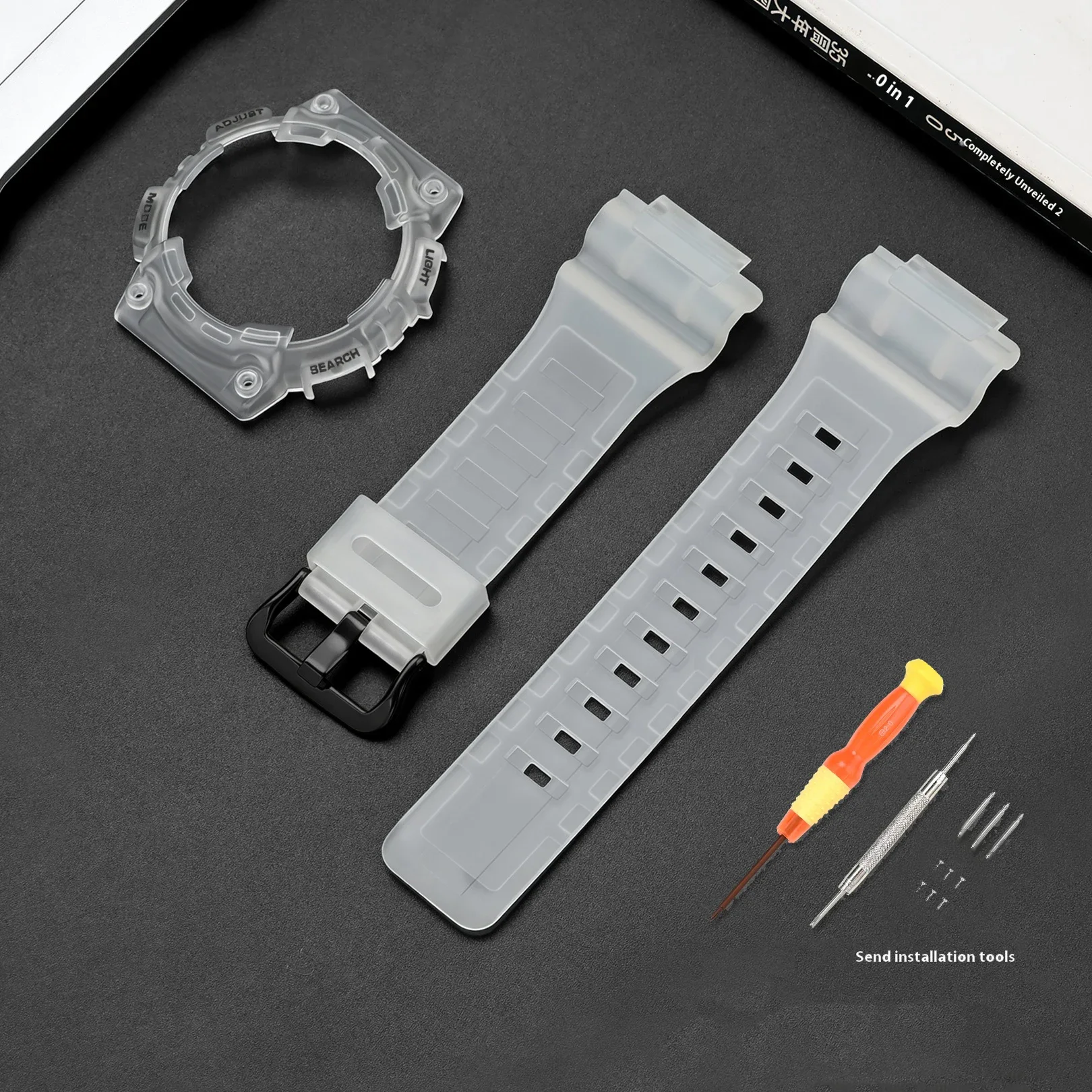 Durable Rubber Resin Sports Watch Band with Protective Shell