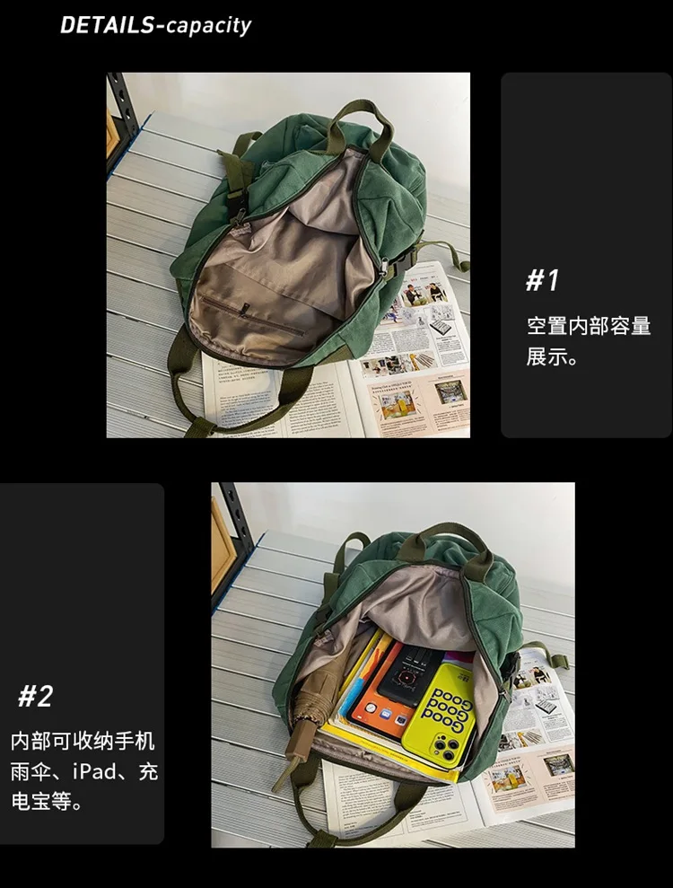 Large Vintage Canvas Tote Bag - College Satchel School Bag With Top Handle