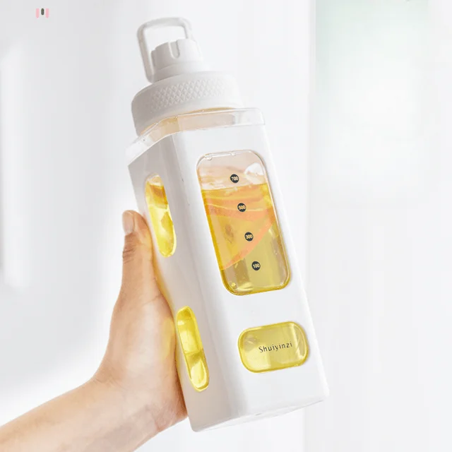 700/900ml Outdoor Water Bottle with Straw Clear Scale, Sport Plastic Portable School Drinking Bottle 2