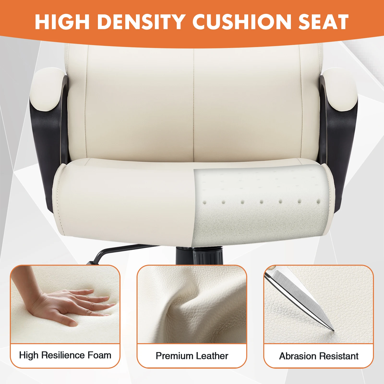 JHK PU Leather Ergonomic Padded Living Room Rocking Gaming Chairs Adjustable Height Rolling Swivel Wheel With Lumbar Support 5