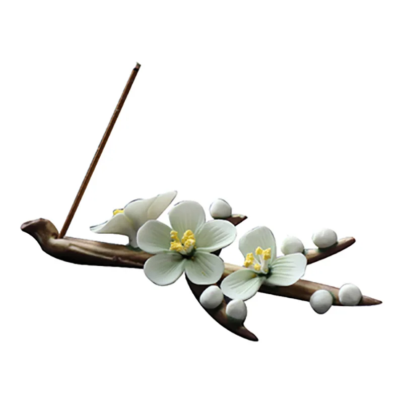 Ceramic thread incense inserted with incense, household Zen aloes, hand-held porcelain flower, single hole incense burner seat