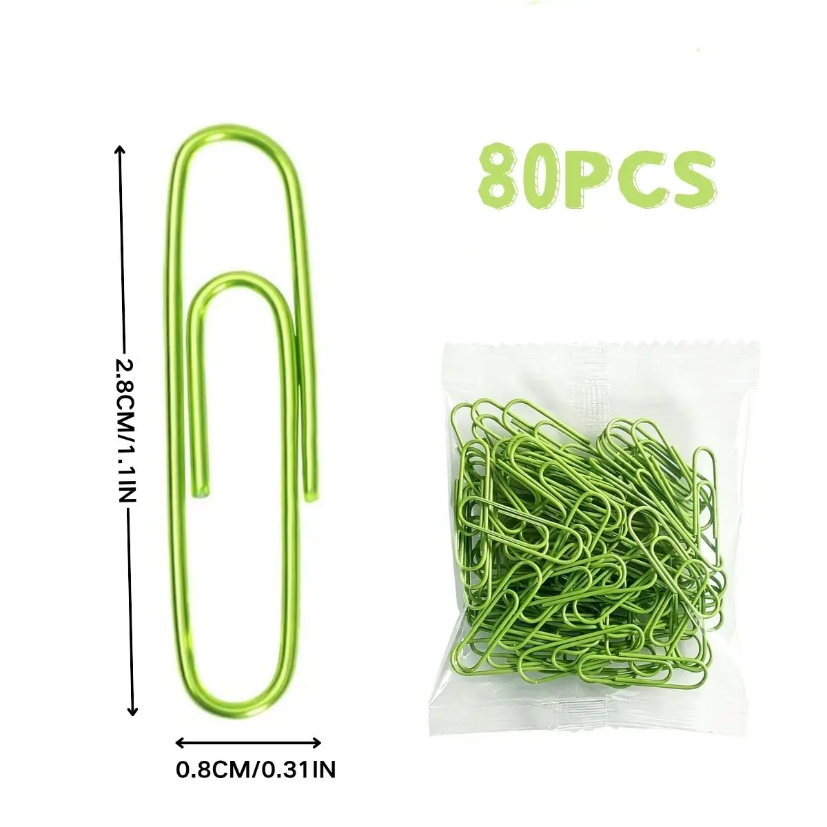 Vibrant Assorted Colored Paper Clips, 80 Pack - Reusable & Durable for Office and School Use
