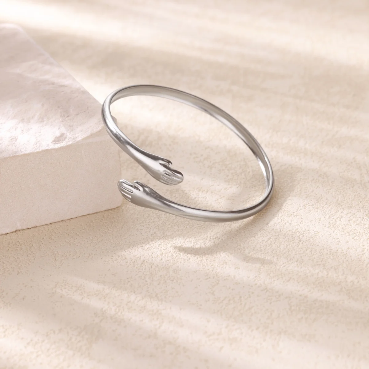 Hug Cuff Bracelets Open Adjustable Stainless Steel Women Men Jewelry
