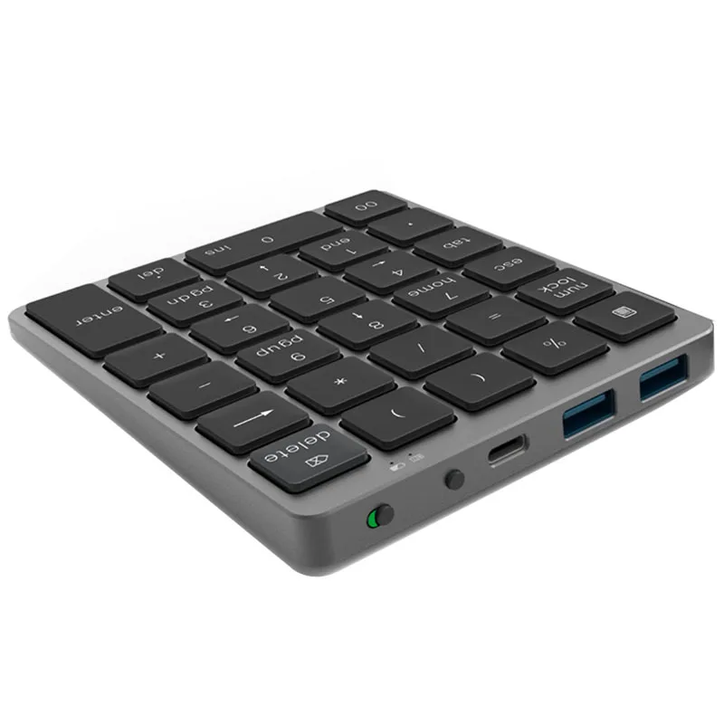 

N970 Wireless Bluetooth Numeric Keypad with USB HUB Dual Modes MoreFunction Keys Mini Numpad for Accounting Tasks Black