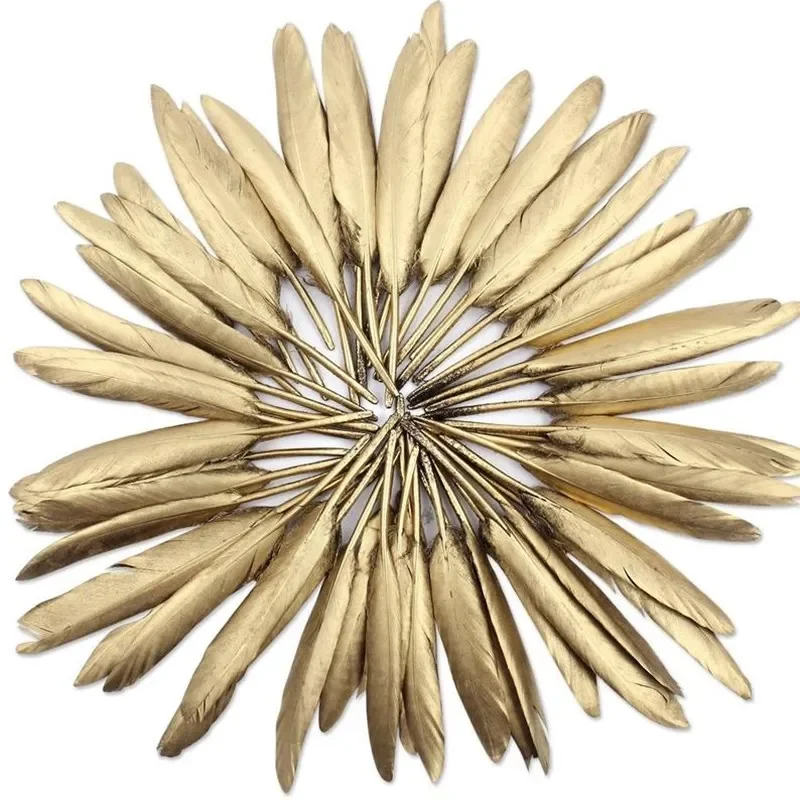 

10Pcs Spray Gold Goose Feathers 10-15CM/4-6" Decoration for Carnival Wedding Jewelry Making Accessories Crafts Plumes