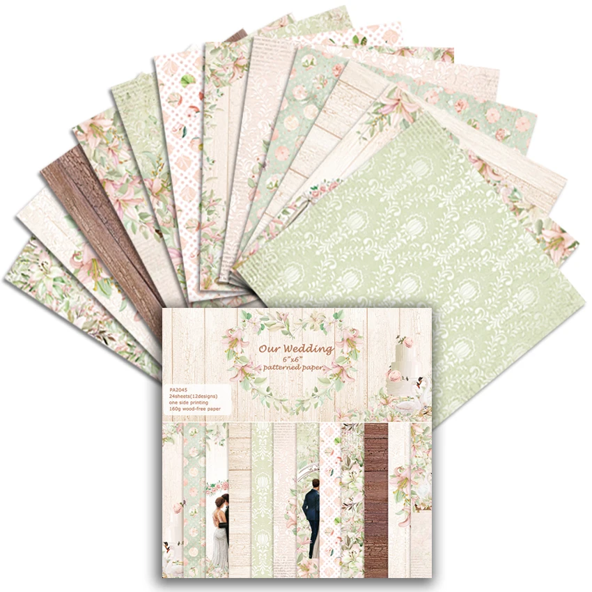 Alinacutle Our Wedding Paper Pack 24 sheets 6" Patterned Paper Pad For