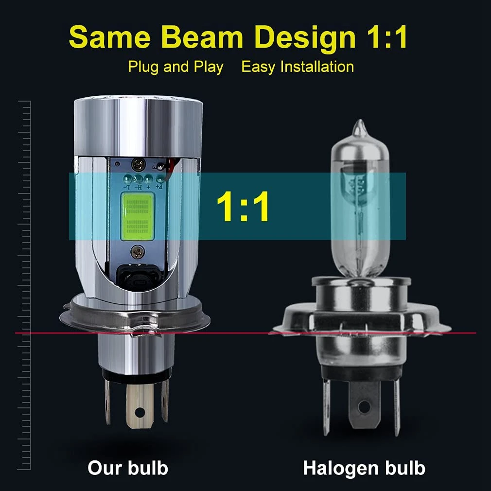 H4 LED Headlight Bulb Motorcycle Hi/Lo Beam with Angel Eye Daytime Running Light 25W 3000LM Super Bright 6000K motorcycle led headlight