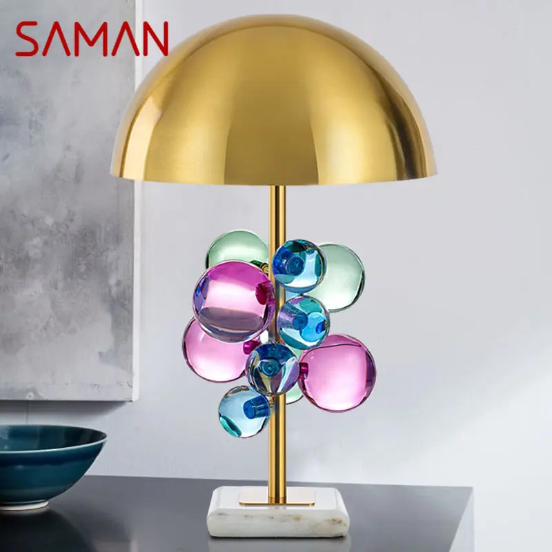 

SAMAN Modern Table Lamp LED Creative Colored Decor CrystalDesk Light for Home Living Room Bedroom Bedside