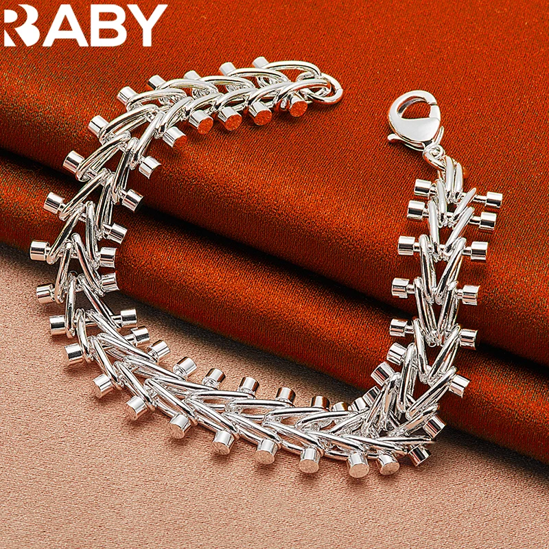 

URBABY 925 Sterling Silver Double Row Beads Bracelet For Woman Fashion Charms Luxury Wedding Engagement Party Jewelry Gift