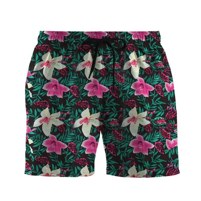 

Tropical Plants Coconut Tree Beach Shorts Men 3d Print Flower Hawaiian Surfing Board Shorts Summer Outdoor Street Short Pants