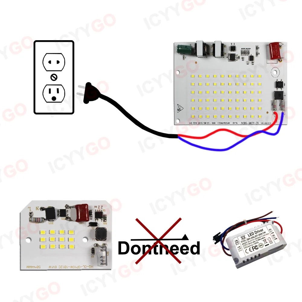 ハイパワ? 100 ワット 150 ワット LED ライトパネル AC 220 V ドライバ?不要 SMD5054 チップ PCB 光源ボ?ド DIY 投光器用
