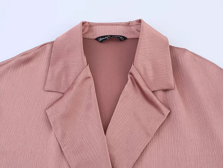 Women's Double-Breasted Satin Blazers & Long Trousers