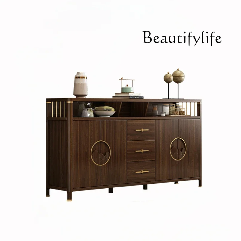 

Chinese Style Sideboard Wine Cabinet Integrated Living Room Wall Solid Wood Leg Locker Multi-Functional Tea Cabinet