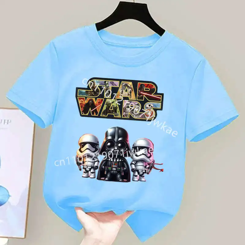 어린이용 스타워즈 프린트 반팔 티셔츠 - 부드러운 면 소재, 편안함, 3-14세 남아 및 여아용 고급 상의