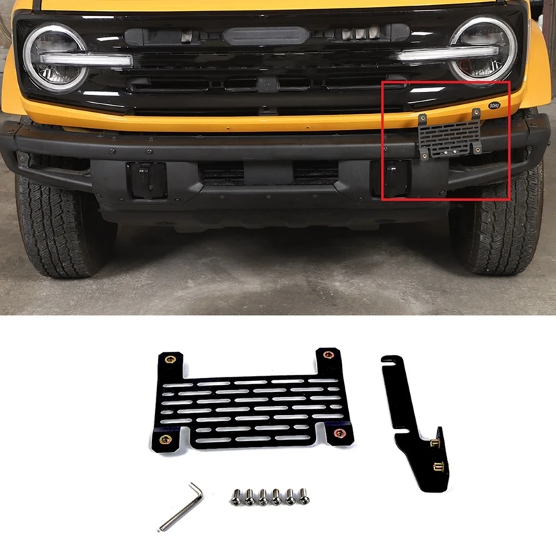 

Для Ford Bronco 2021 2022 2023 держатель переднего номерного знака Рамка Сменные аксессуары (для модульного стального бампера)
