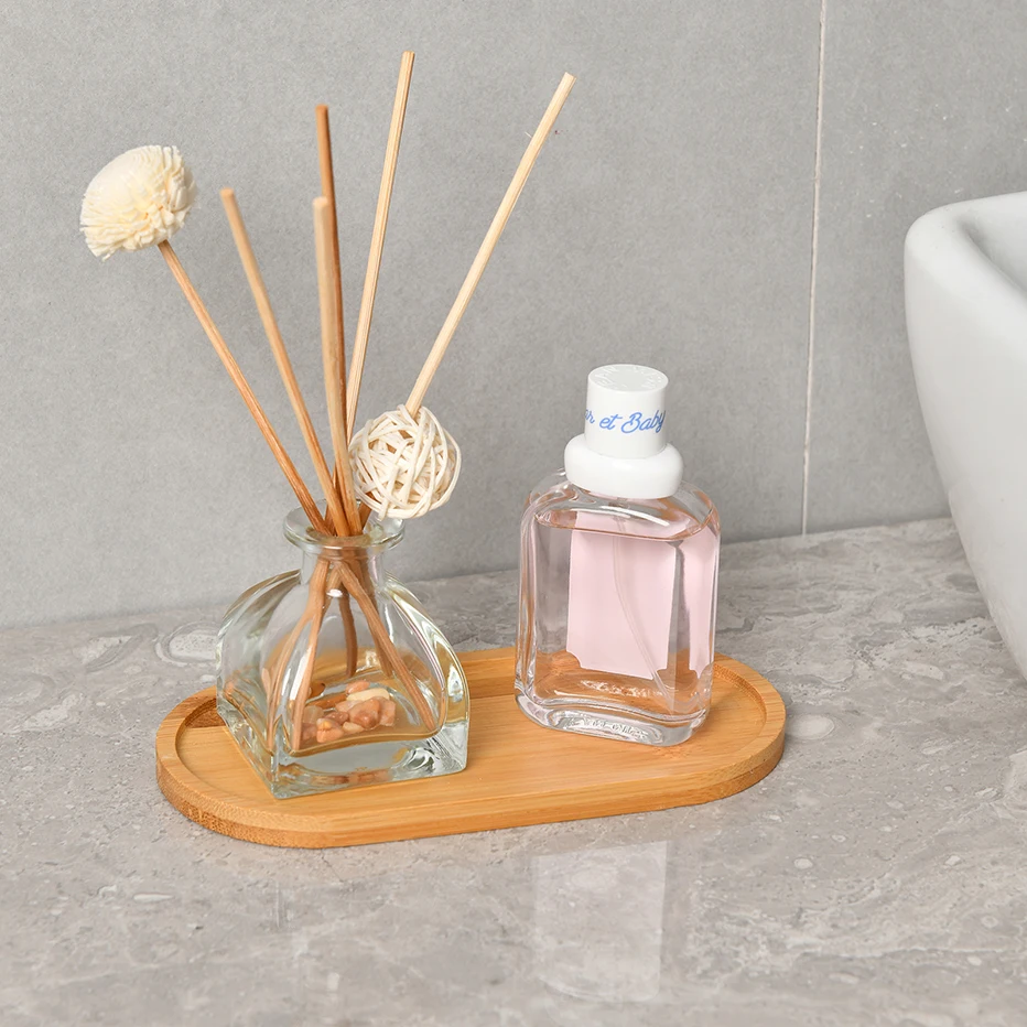 Wooden Soap Dispenser Tray Vanity Countertop Bottles Organizer Holder Round Square Candles Jewelry Storage Tray for Bathroom soap dispenser tray countertop storage rack