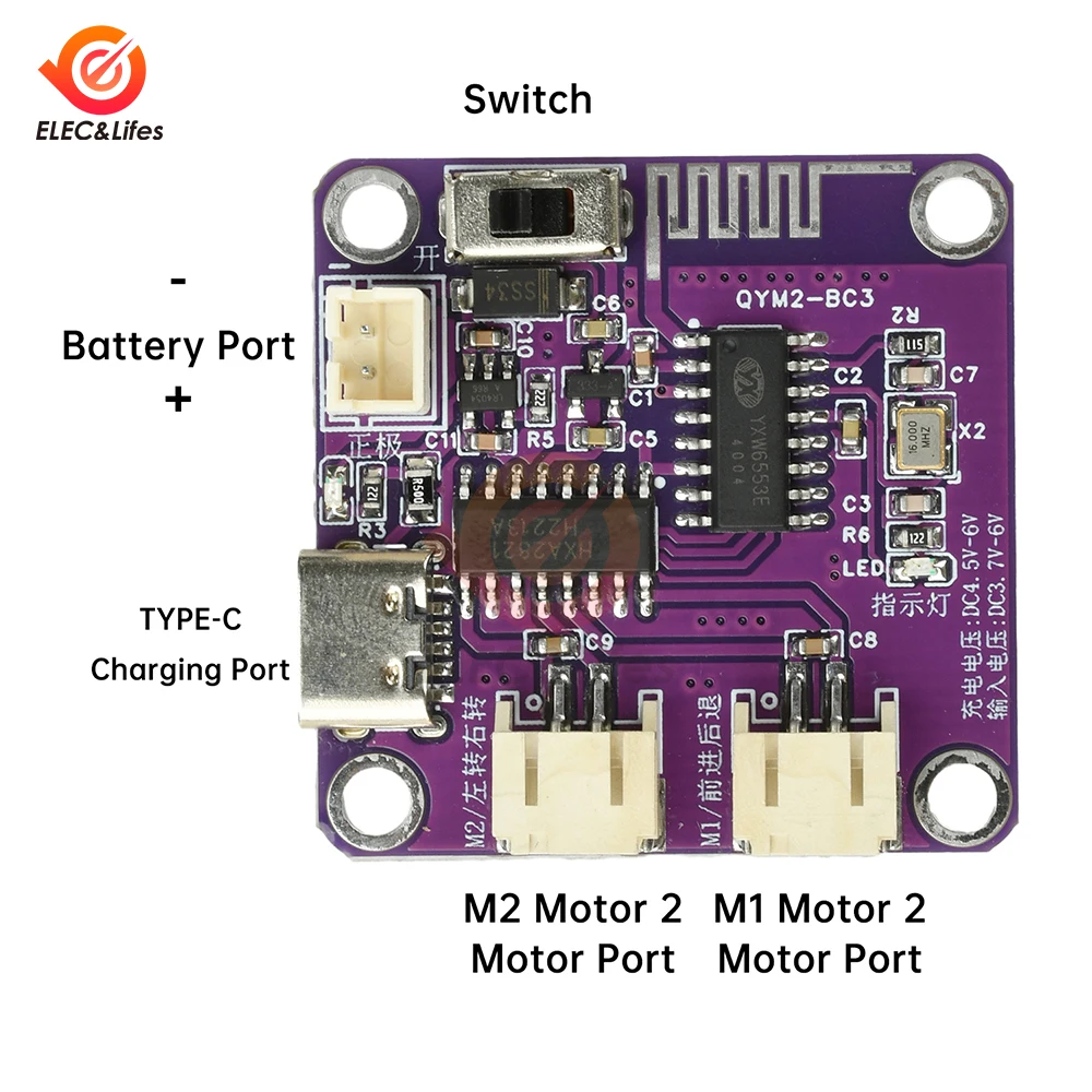 Kit modulo ricevitore telecomando per auto giocattolo ricaricabile a 4 canali 2.4G Interfaccia di tipo C per robot di navi con telecomando senza fili - immagine 2