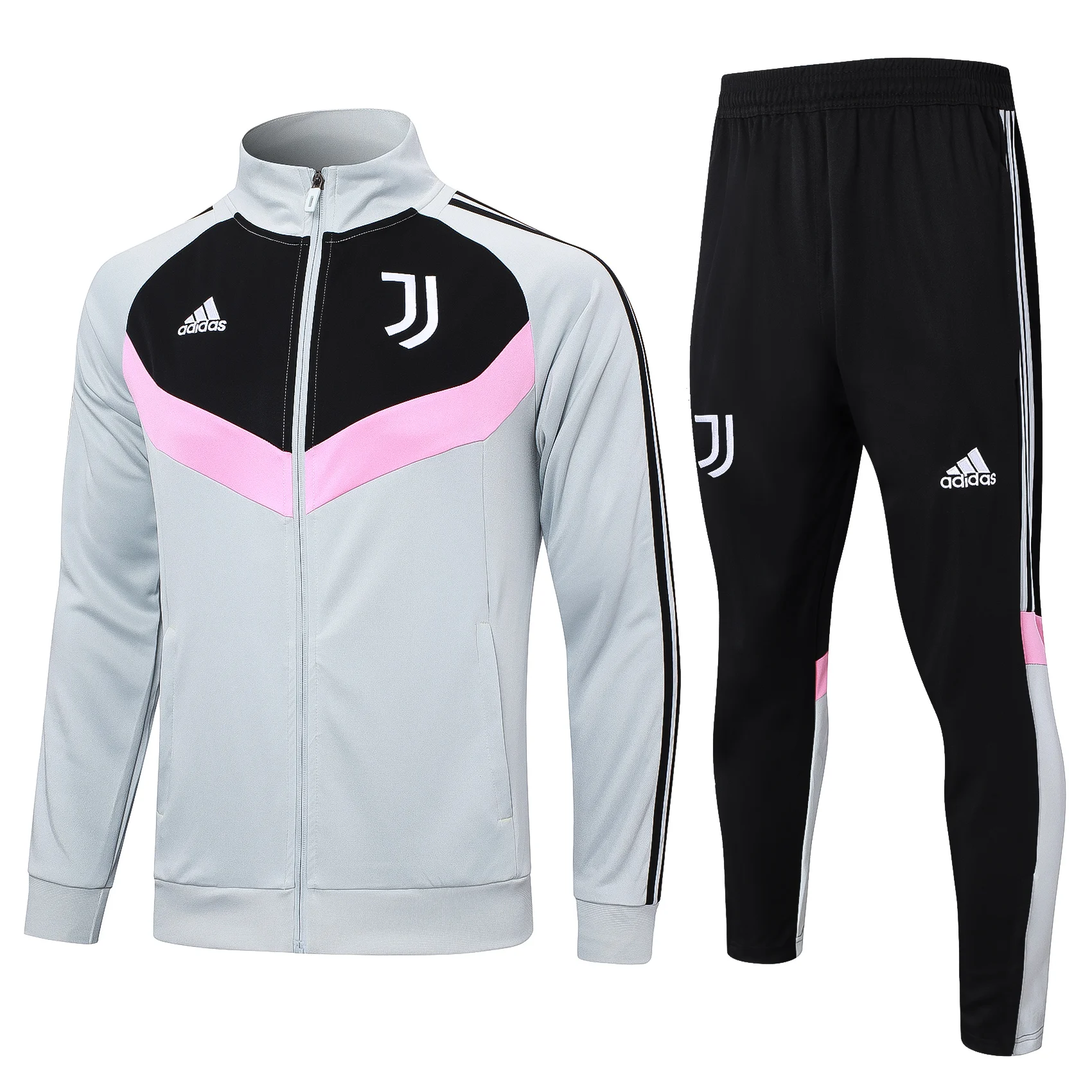 Adidas Soccer Jerseys Men Professional Trendy Multi-functional Zippered Sportswear Football Training Suit Set White Black