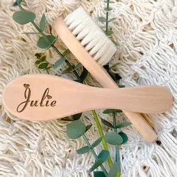 Customized Engraved Wooden Baby Hairbrush and Comb Set - Perfect for Birth/Baptism/Birthday Baby Shower Gifts (CTM593642)