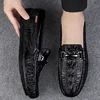 Elegantes Slip-on Mens Leather Shoes Comfy Casual Male Shoes Soft Non-slip Men Loafers Breathable Driving Moccasin Boat Flats