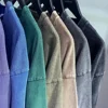 American Style Retro Heavyweight Solid Color Short Sleeved T-shirt Men Women Summer Street Trendy Washed Old Oversized Clothes 4