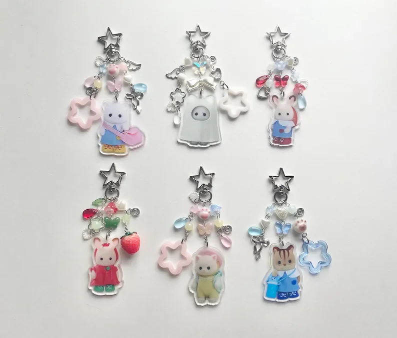 Y2K-Inspired Calico Critters Keychain Collection ⋆.࿔*