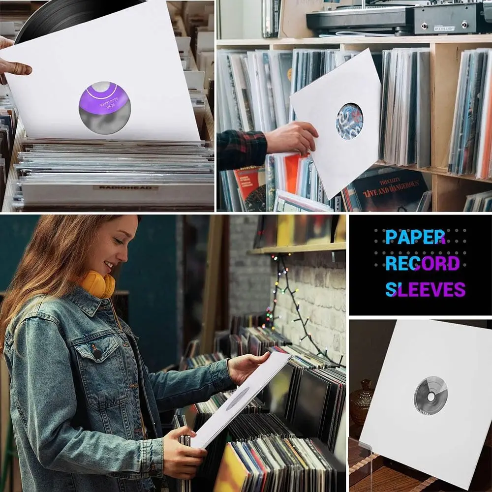 White Vinyl Record Sleeves 7 10 12 Inch Resealable LP Protection
