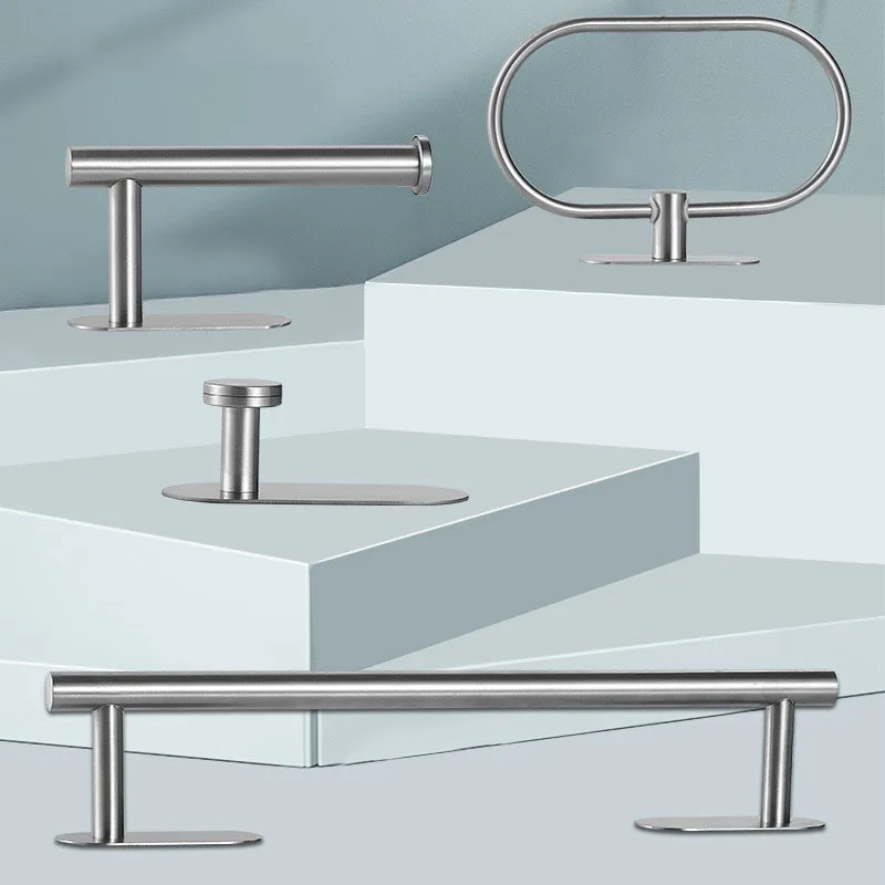 Toilet paper holder towel hook bathroom hardware set bathroom hardware accessories YCRAYS no drilling brushed bathroom accessories sets toilet tissue roll paper holder towel rack bar rail ring robe hook hardware