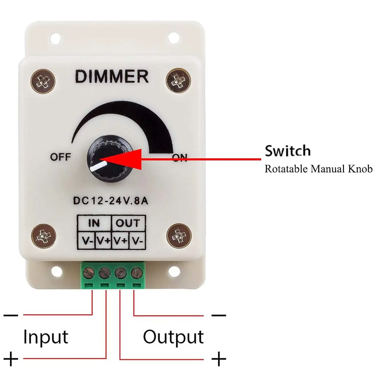 2 PCS LED Dimmer Switch led strip controller led dimmer switch led dimmer controller smart dimmer switch lamp dimmer led strip switch led string dimmer DC 12V 24V 8A Adjustable Brightness Lamp Bulb Strip Driver Single Color Light Power Supply Controller