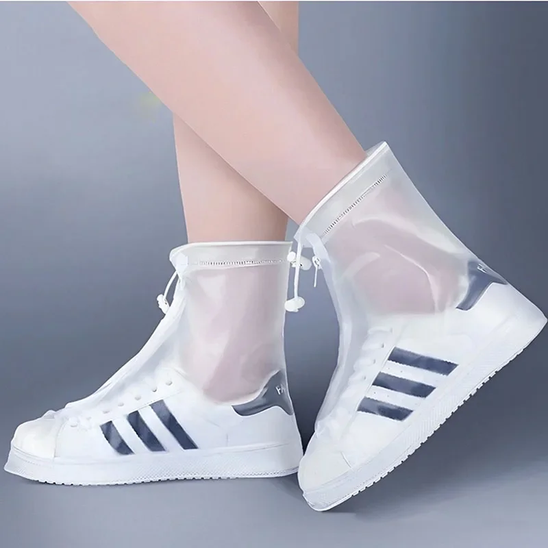 1 pair non-slip waterproof shoe covers PVC silicone sole reusable for rain & snow Multiple sizes unisex