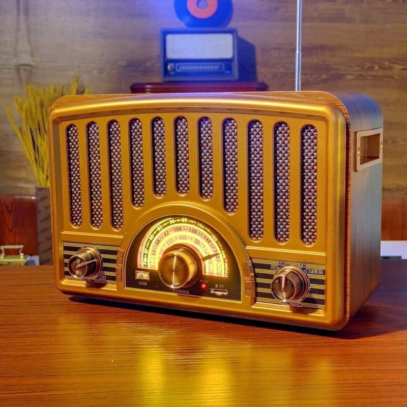 R-1928BT Retro Multi Band Rechargeable Radio With Mp3 Player and Lamp Wireless Blueteeth Speaker Home Desktop Broadcast Receiver